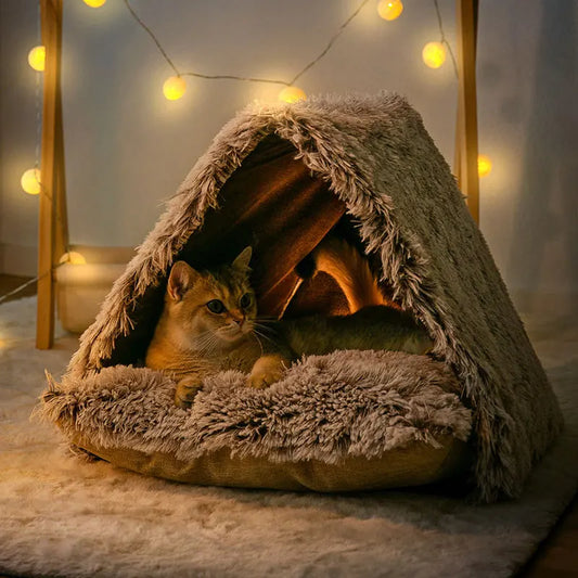 Warm Pet House Cozy Kitten Cat House Triangle Tent